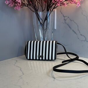 Henri Bendel Brown  and White Striped Crossbody Bag